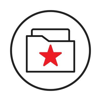 Designated folder icon with prominent star emblem signifies important classification and document vector