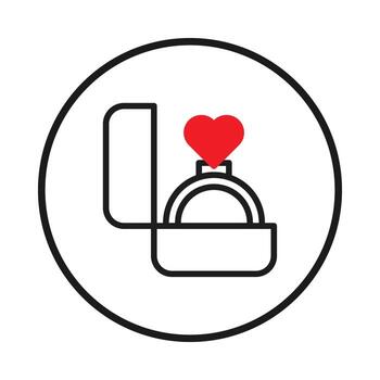 elegante coronado por el corazón anillo símbolo en un caja ilustrando afecto propuesta compromiso y duradero vector