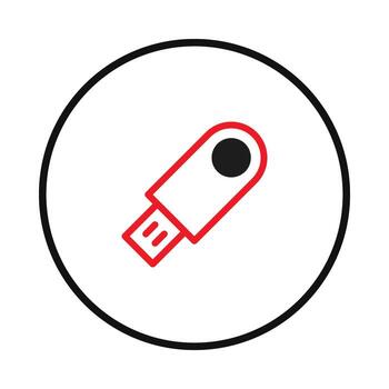 Elegant simplicity a minimalist illustration of a USB drive encompassed within a circular border vector