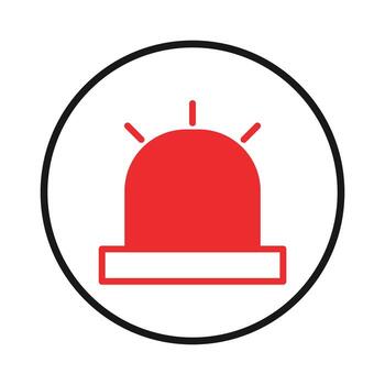 Emergency notification icon within circular border signifying urgent information dissemination and vector