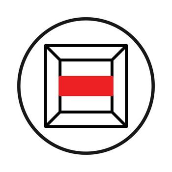 Geometric abstraction featuring a nested square with a red bar encased in a circle design elements vector