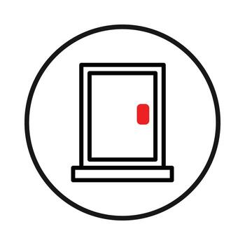 geométrico puerta icono en circular marco para arquitectura minimalista y diseño para hogar mejora vector