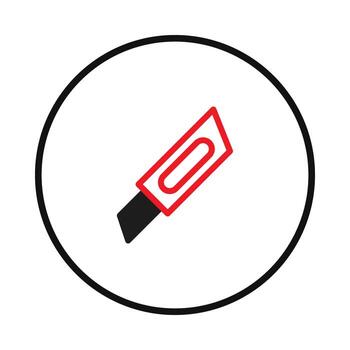 Graphical representation of a utility knife with a red handle isolated on white background ideal vector