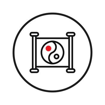 Harmonious duality circle representing balance and unity within a decorative border evoking vector