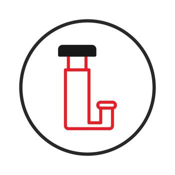 Iconic portrayal of minimalist engineering red outline within a circular frame suggesting vector