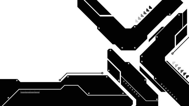 Collection of hi-tech style futuristic web banners. HUD graphic elements and locations. Black and white. Technology background for your design. vector