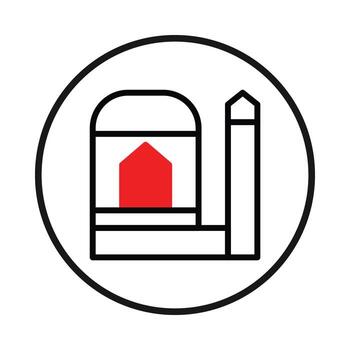 Minimalist architectural icon design evoking simplicity and geometric form within a bold circular vector