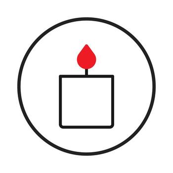 Minimalist candle icon offering warmth and light within a circular embrace of simplicity and vector