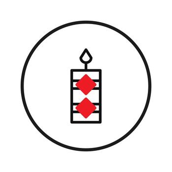 Minimalist candle icon design within a circular frame offering serene illumination and decorative vector