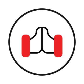Minimalist go kart depiction inside circle symbolizing racing with dynamic style featuring red vector