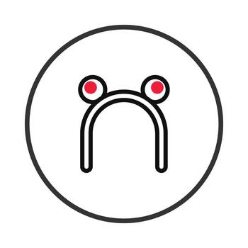 Minimalist graphic representation of a red-dotted headband icon within a circular border design vector