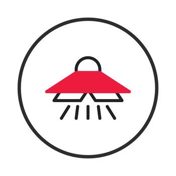 minimalista rojo lámpara ilustración fundición lineal ligero dentro un circular marco diseño elemento vector