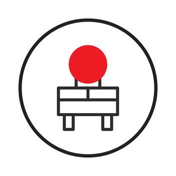 minimalista rojo punto y negro líneas dentro circulo crea un sencillo geométrico icono representando vector