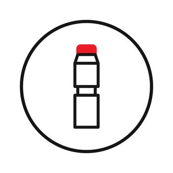 minimalista representación de un apilado objeto con un rojo parte superior dentro un negro circulo creando un vector