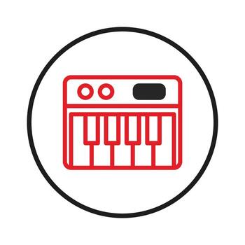 Minimalist representation of an electronic musical keyboard within a circular framing device vector