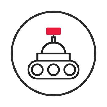 Minimalist rover illustration with red element representing innovation in science explorations vector
