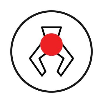 Minimalist robotics icon presenting automated system and precision engineering within circular vector