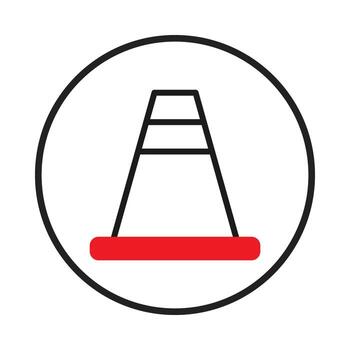 Minimalist symbolic illustration of a traffic cone within a circular frame with simple design vector