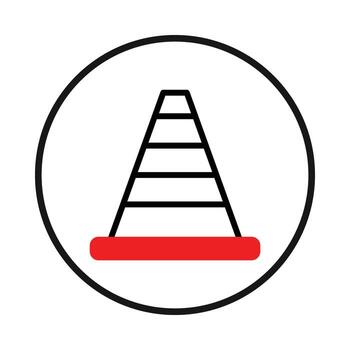 Minimalist traffic cone symbol emphasizing structured layers in a geometric circle design vector
