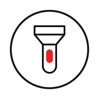 Minimalist illustration of a flashlight within circular frame suitable for icon or symbol vector