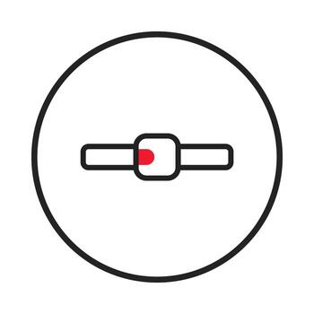 Minimalist illustration representing a toggle button with red accent in simple circle vector