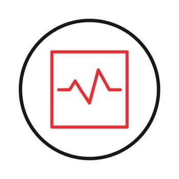 Minimalist vital sign graph encapsulated within a geometric frame highlighting modern medical vector