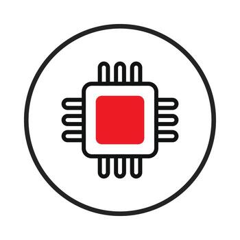 Modern depiction of integrated circuit in round frame showcasing innovative technology for the vector