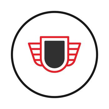 moderno emblema en el circulo representa resumen alas adjunto a un proteger representando Progreso vector