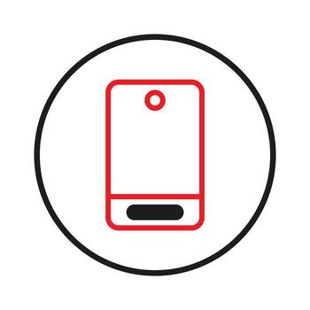 Modern minimalist depiction of a digital device encompassed by a circular framework for interface vector