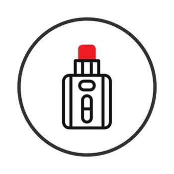 Modern minimalist illustration of a vaping device inside a circle conveys sleek design in vector