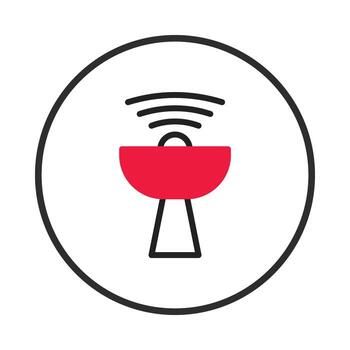 Stylized broadcasting dish icon modern communication networking connectivity global signal vector