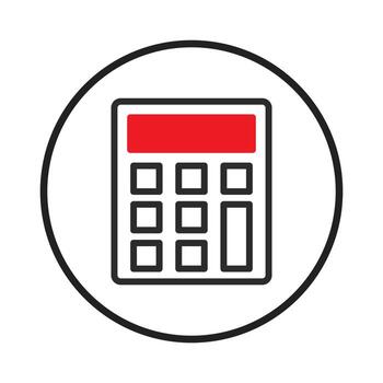 Stylized calculator icon inside a circular border representing calculations finance and accounting vector