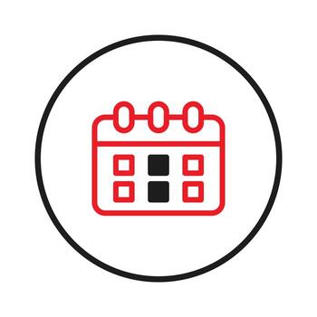 Stylized calendar icon within a circular frame offering date scheduling and time management vector