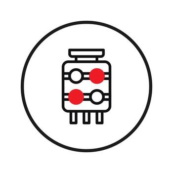 Stylized circuit element icon within a circle offers a sleek representation of technology vector