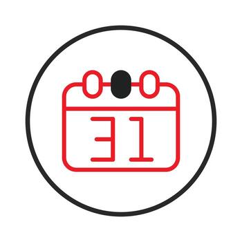 Stylized depiction of a calendar icon displaying the date of the thirty first within a circle vector
