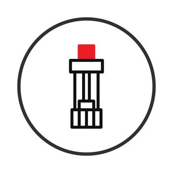 Stylized depiction of a mechanical device within a circle hinting at industrial or technological vector