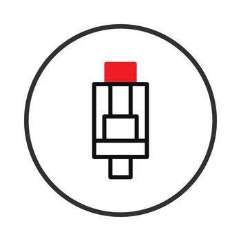 Stylized device with geometrical shapes representing modern technology inside a circular outline vector