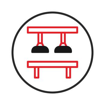 Stylized equipment symbol with geometric forms featuring suction cup elements within a circular vector