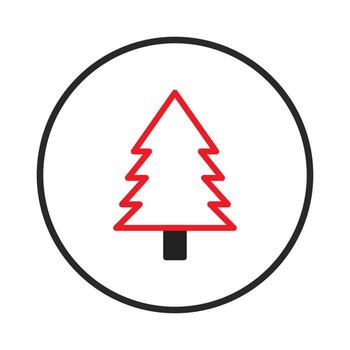 Stylized evergreen emblem within a circular border symbolizing festive season and natural element vector