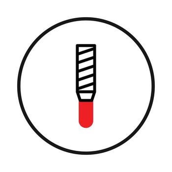 Stylized file icon illustration featuring a red handle and textured blade within a circular frame vector
