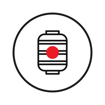 Stylized graphic portrayal of a traditional japanese lantern encapsulated in a circular boundary vector