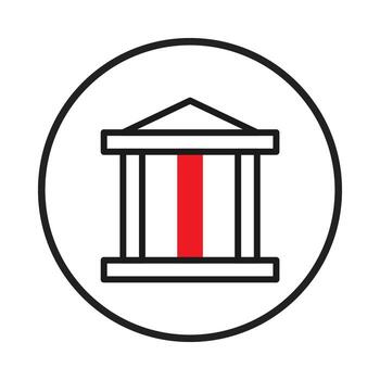 estilizado gráfico representación de clásico edificio fachada dentro un circulo simbolizando vector