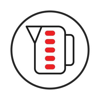 Stylized graphic of a measuring pitcher showcasing portion sizes in a simple minimalist black red vector