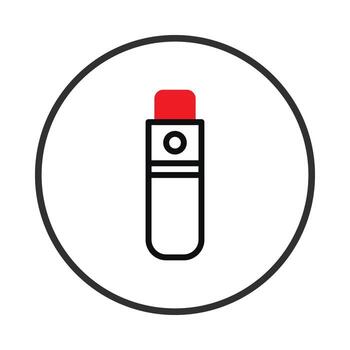 Stylized minimal electronic device emblem with red accent within circular frame showcasing vector