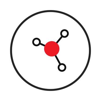 Stylized molecular structure representation in a circle evokes chemistry or science concept vector