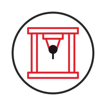 Stylized pendulum representation showcasing abstract physics concept within circular boundary vector