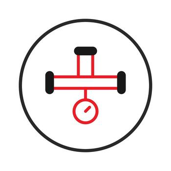 Stylized pipeline graphic with pressure gauge illustration conveys infrastructure and system vector
