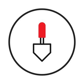 estilizado rojo flecha icono dentro circular marco transporte navegación o selección concepto minimalista vector