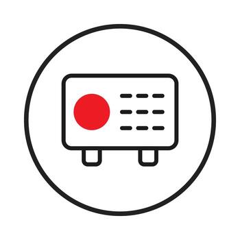 Stylized representation electronic device interface with minimalistic red circle and line elements vector