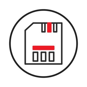 Stylized representation of a micro secure digital card displaying essential data storage vector